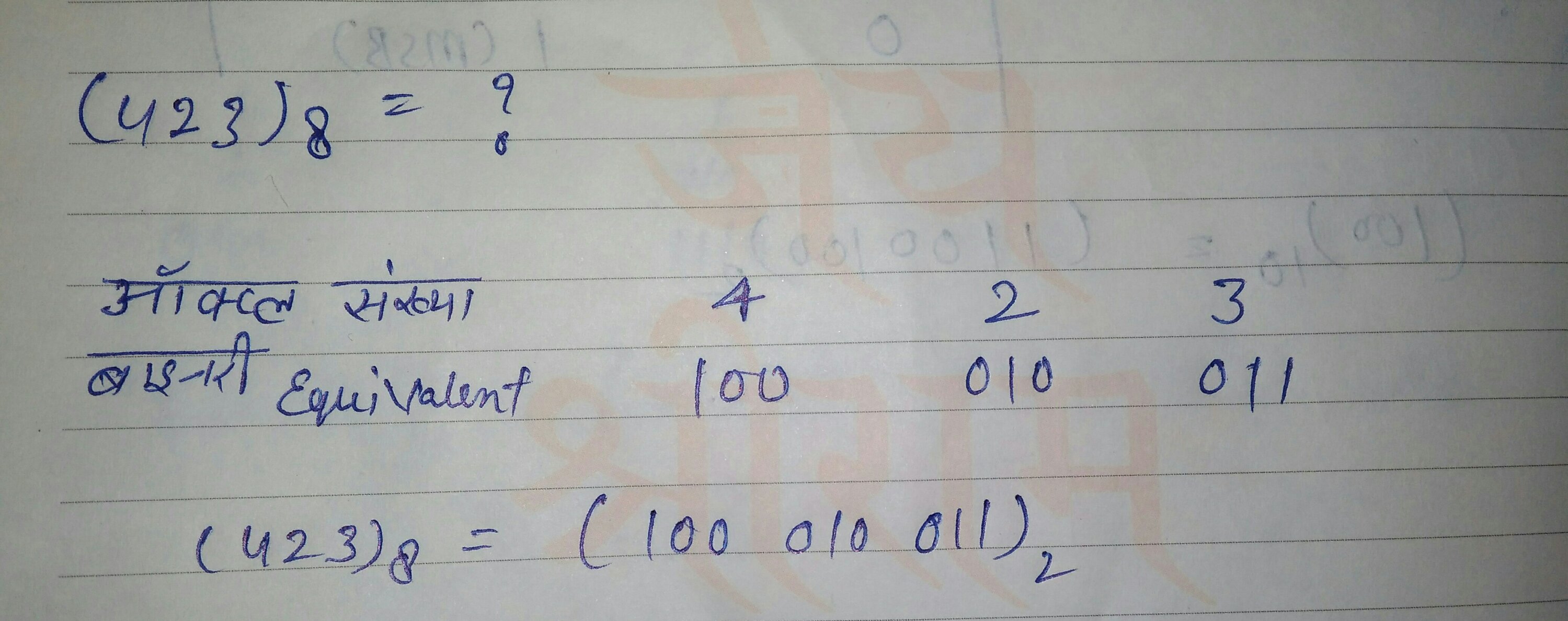Octal to binary conversion in hindi Octal to binary conversion