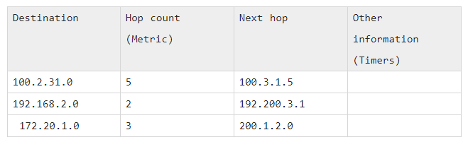 RIP routing table structure in Hindi